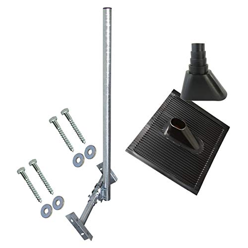 Premium X Basic X120-48F SAT TV Dachsparrenhalter komplett feuerverzinkt 120cm Mast Aufdach Sparren-Halterung für Satellitenschüssel + UKW LTE-Antenne | Dach Montage-Set schwarz von Premium X