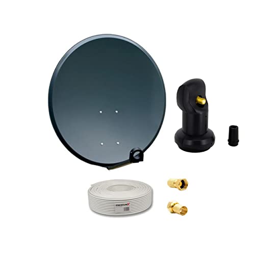 Premium X Camping Sat Anlage 45cm Antenne Single LNB 10m Koaxialkabel 2X F-Stecker Camping Wohnwagen Satelliten-Komplettanlage von Premium X