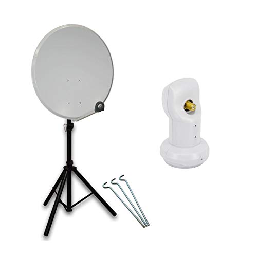 Premium X Camping Satelliten-Komplettanlage 80cm Satellitenschüssel Hellgrau SAT Single LNB Dreibein-Stativ Premium X Camping Satelliten-Komplettanlage 80cm Satellitenschüssel Hellgrau SAT Single LNB Dreibein-Stativ von Premium X