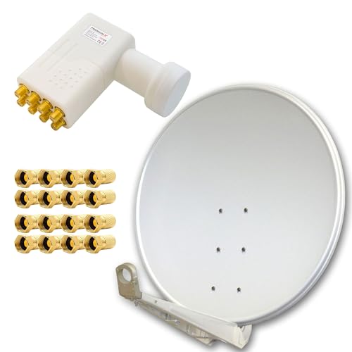 Premium X DELUXE100 Aluminium 100cm Digital SAT Schüssel Spiegel in Hellgrau für HDTV HD+ 3D + LNB Octo WE 0,1 dB PXO-08 zum Direktanschluss von 8 Teilnehmern + 16x F-Stecker Premium X DELUXE100 Aluminium 100cm Digital SAT Schüssel Spiegel in Hellgrau für HDTV HD+ 3D + LNB Octo WE 0,1 dB PXO-08 zum Direktanschluss von 8 Teilnehmern + 16x F-Stecker von Premium X