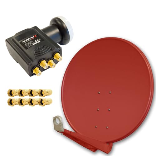 Premium X DELUXE100 Aluminium 100cm Digital SAT Schüssel Spiegel in Ziegelrot für HDTV HD + Deluxe Quad LNB Quattro Switch + 8X F-Stecker Premium X DELUXE100 Aluminium 100cm Digital SAT Schüssel Spiegel in Ziegelrot für HDTV HD + Deluxe Quad LNB Quattro Switch + 8X F-Stecker von Premium X