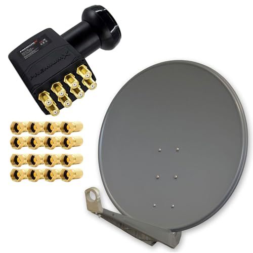 Premium X DELUXE100 Aluminium Antenne 100cm Digital SAT Schüssel Spiegel in Anthrazit für HDTV 4K mit LNB Octo 0,1 dB zum Direktanschluss von 8 Teilnehmern inkl. 16x F-Stecker veredelt Premium X DELUXE100 Aluminium Antenne 100cm Digital SAT Schüssel Spiegel in Anthrazit für HDTV 4K mit LNB Octo 0,1 dB zum Direktanschluss von 8 Teilnehmern inkl. 16x F-Stecker veredelt von Premium X