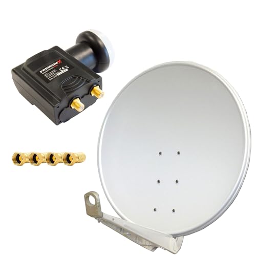 Premium X DELUXE100 Satellitenantenne 100 cm Aluminium in Hellgrau Offset Antenne HDTV 3D 4K Deluxe Twin LNB Sat für 2 Teilnehmer Digital Signalumsetzer DVB-S2 HD UHD 4K Premium X DELUXE100 Satellitenantenne 100 cm Aluminium in Hellgrau Offset Antenne HDTV 3D 4K Deluxe Twin LNB Sat für 2 Teilnehmer Digital Signalumsetzer DVB-S2 HD UHD 4K von Premium X