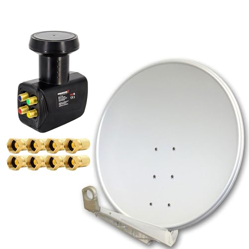 Premium X DELUXE100 cm Hellgrau Sat Schüssel Satelliten Antenne Spiegel Alu mit einem Quad LNB 4 Teilnehmer für den Direktanschluss mit F-Stecker Premium X DELUXE100 cm Hellgrau Sat Schüssel Satelliten Antenne Spiegel Alu mit einem Quad LNB 4 Teilnehmer für den Direktanschluss mit F-Stecker von Premium X