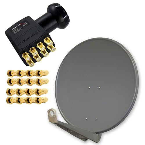 Premium X DELUXE80 Aluminium 80cm Antenne Digital SAT Schüssel Spiegel in Anthrazit für HDTV HD+ 4K mit LNB Octo 0,1dB zum Direktanschluss von 8 Teilnehmern inkl. 16x F-Stecker Premium X DELUXE80 Aluminium 80cm Antenne Digital SAT Schüssel Spiegel in Anthrazit für HDTV HD+ 4K mit LNB Octo 0,1dB zum Direktanschluss von 8 Teilnehmern inkl. 16x F-Stecker von Premium X