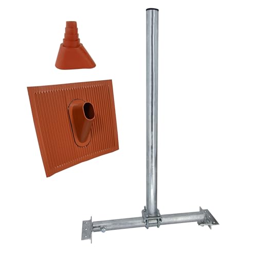 Premium X Dachsparrenhalter SOLID X85-48 Sparrenhalter SAT Antenne Dach Halterung ALU Dachziegel rot Manschette Montage Set von Premium X