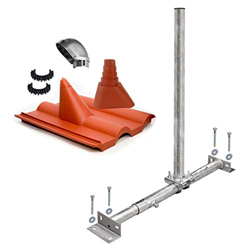 Premium X Dachsparrenhalter Satellitenschüssel Montage Set Sparrenhalter feuerverzinkt Frankfurter-Dachziegel rot SAT Mastkappe Premium X Dachsparrenhalter Satellitenschüssel Montage Set Sparrenhalter feuerverzinkt Frankfurter-Dachziegel rot SAT Mastkappe von Premium X