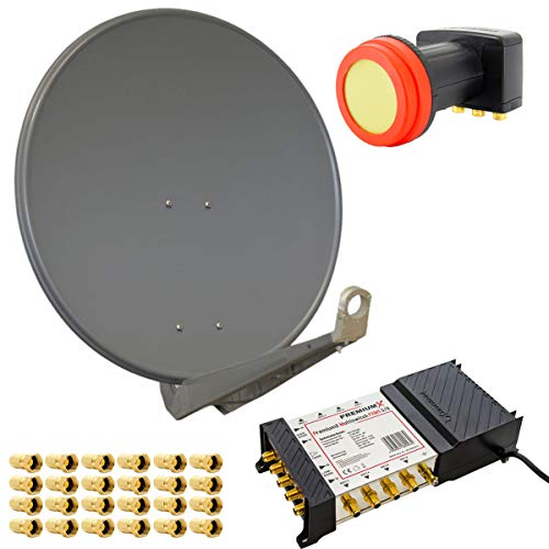 Premium X Deluxe SAT Anlage 85cm Antenne Aluminium Anthrazit Satellitenschüssel Quattro LNB 5/8 Multischalter für 8 Teilnehmer Premium X Deluxe SAT Anlage 85cm Antenne Aluminium Anthrazit Satellitenschüssel Quattro LNB 5/8 Multischalter für 8 Teilnehmer von Premium X