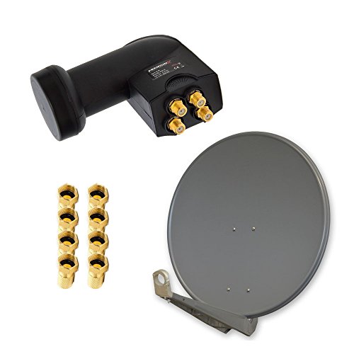 Premium X Deluxe SAT Anlage für 4 Teilnehmer 85cm Satellitenantenne ALU Anthrazit mit Quad LNB Black Edition inkl. 8X F-Stecker Premium X Deluxe SAT Anlage für 4 Teilnehmer 85cm Satellitenantenne ALU Anthrazit mit Quad LNB Black Edition inkl. 8X F-Stecker von Premium X