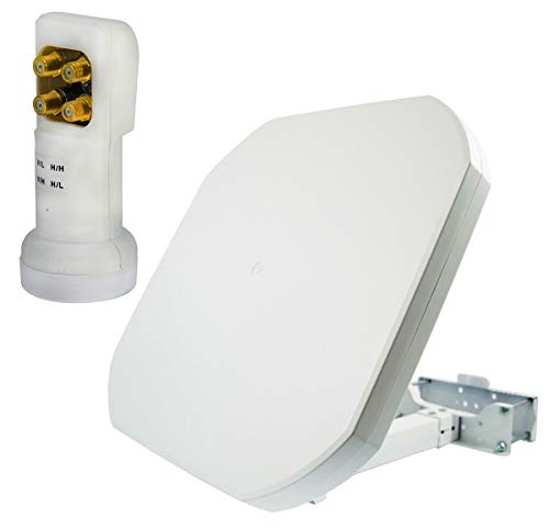 Premium X FLAT43 SAT Flachantenne Quattro LNB Satelliten-Antenne Sat-Anlage Multischalter-Betrieb für Mehrteilnehmer, Satellitenschüssel von Premium X