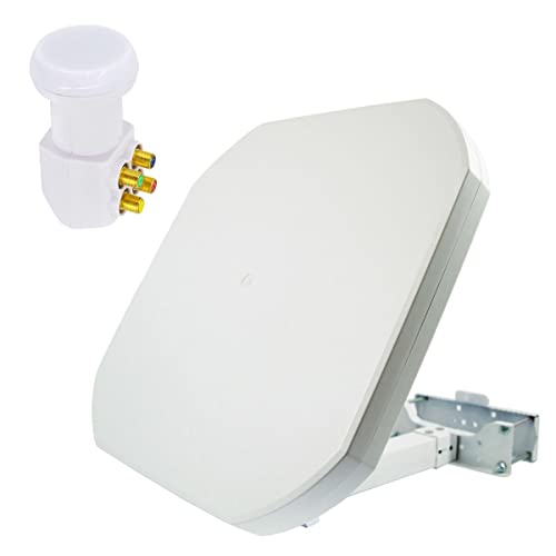 Premium X FLAT43 Sat Flachantenne Quad LNB Satellitenantenne Satelliten-Anlage für 4 Teilnehmer 4K UHD FullHD, Satellitenschüssel von Premium X