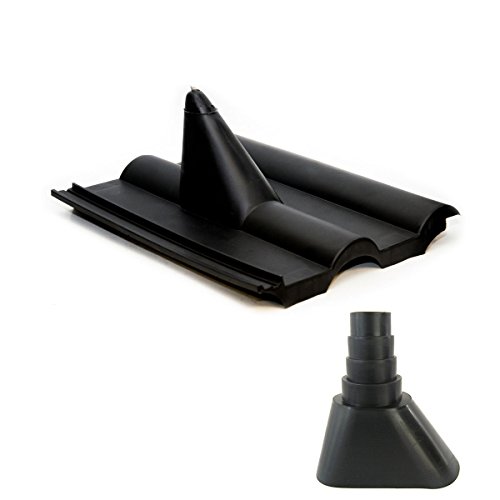 Premium X Frankfurter Dachpfanne Schwarz SAT Dachabdeckung aus Kunststoff PVC Antennen-Durchgangsziegel mit Manschette von Premium X