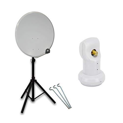 Premium X Mobile Camping SAT Anlage 45cm Hellgrau Satelliten-Schüssel Antenne Single LNB 4K Dreibein-Stativ Premium X Mobile Camping SAT Anlage 45cm Hellgrau Satelliten-Schüssel Antenne Single LNB 4K Dreibein-Stativ von Premium X