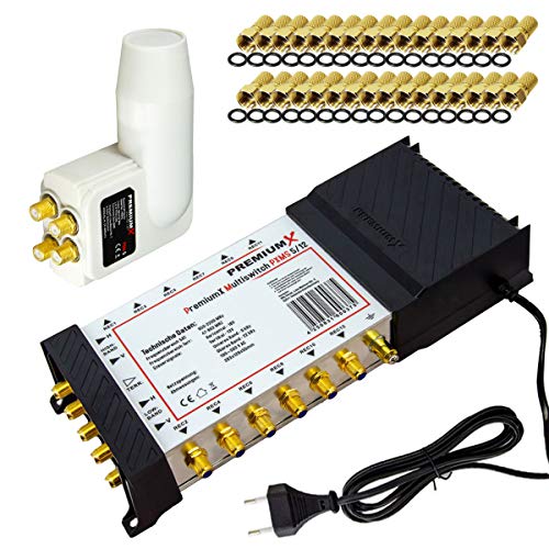 Premium X Multischalter Set 5/12 Multiswitch Multifeed Rocket Quattro LNB 32x F-Stecker, Signalverteiler 1 SAT für 12 Teilnehmer Premium X Multischalter Set 5/12 Multiswitch Multifeed Rocket Quattro LNB 32x F-Stecker, Signalverteiler 1 SAT für 12 Teilnehmer von Premium X