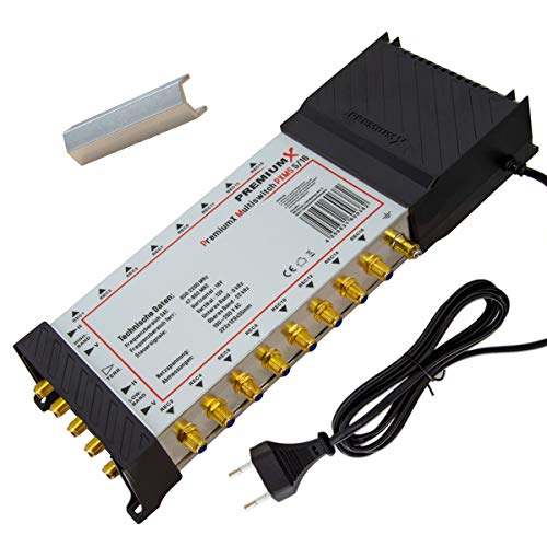 Premium X Multischalter Set 5/16 Multiswitch F-Montageschlüssel, Signalverteiler 1 SAT für 16 Teilnehmer von Premium X