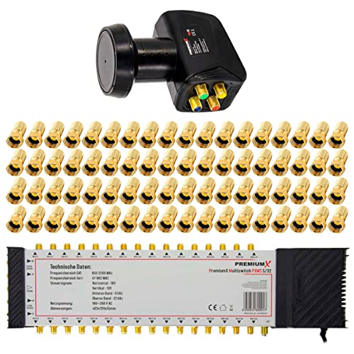 Premium X Multischalter Set 5/32 Multiswitch Quattro LNB 72x F-Stecker, Satverteiler 1 SAT für 32 Teilnehmer HDTV FullHD 4K UHD 8K Premium X Multischalter Set 5/32 Multiswitch Quattro LNB 72x F-Stecker, Satverteiler 1 SAT für 32 Teilnehmer HDTV FullHD 4K UHD 8K von Premium X