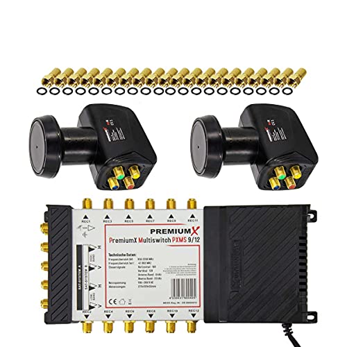 Premium X Multischalter Set 9/12 Multiswitch 2X Quattro LNB 40x F-Stecker, Satverteiler 2 SAT für 12 Teilnehmer HDTV FullHD 4K UHD 8K Premium X Multischalter Set 9/12 Multiswitch 2X Quattro LNB 40x F-Stecker, Satverteiler 2 SAT für 12 Teilnehmer HDTV FullHD 4K UHD 8K von Premium X