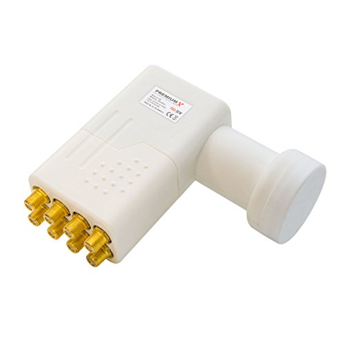 Premium X Octo LNB Digital SAT für 8 Teilnehmer Weiß 8-Fach Empfangskopf 0,1dB DVB-S2 HDTV 4K Wetterschutz von Premium X