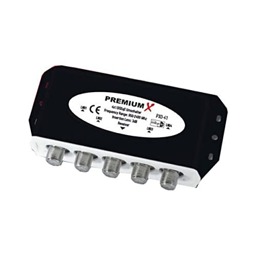 Premium X PXD-41 DiSEqC Schalter 4/1 Umschalter 2.0 Full HD HDTV 4K Satellitenweiche SAT TV Switch Verteiler Splitter Premium X PXD-41 DiSEqC Schalter 4/1 Umschalter 2.0 Full HD HDTV 4K Satellitenweiche SAT TV Switch Verteiler Splitter von Premium X