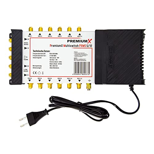 Premium X PXMS 5/12 Multischalter mit Netzteil Multiswitch 1 SAT bis 12 Teilnehmer Satverteiler Digital HDTV FullHD 4K UHD 8K Premium X PXMS 5/12 Multischalter mit Netzteil Multiswitch 1 SAT bis 12 Teilnehmer Satverteiler Digital HDTV FullHD 4K UHD 8K von Premium X