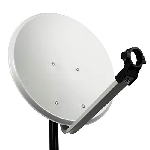 PremiumX PXS45 Satellitenschüssel 45cm Stahl Hellgrau Satellitenantenne SAT Spiegel mit LNB Tragarm und Masthalterung von Premium X