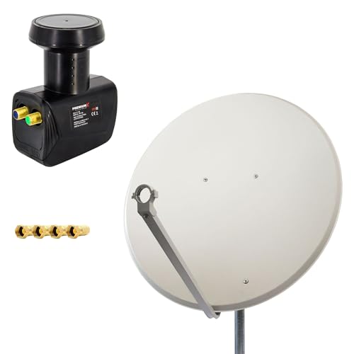 Premium X Satelliten-Komplettanlage 100cm Satellitenschüssel Aluminium Hellgrau Antenne Twin LNB F-Stecker, SAT bis 2 Teilnehmer Premium X Satelliten-Komplettanlage 100cm Satellitenschüssel Aluminium Hellgrau Antenne Twin LNB F-Stecker, SAT bis 2 Teilnehmer von Premium X