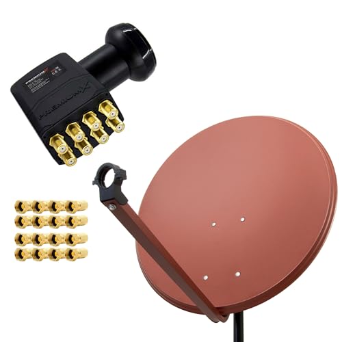 Premium X Satelliten-Komplettanlage 100cm Satellitenschüssel Aluminium Rot Satellitenantenne Octo LNB F-Stecker, SAT bis 8 Teilnehmer Premium X Satelliten-Komplettanlage 100cm Satellitenschüssel Aluminium Rot Satellitenantenne Octo LNB F-Stecker, SAT bis 8 Teilnehmer von Premium X