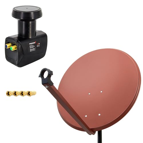PremiumX Satelliten-Komplettanlage 100cm Satellitenschüssel Aluminium Rot Satellitenantenne Twin LNB F-Stecker, SAT bis 2 Teilnehmer PremiumX Satelliten-Komplettanlage 100cm Satellitenschüssel Aluminium Rot Satellitenantenne Twin LNB F-Stecker, SAT bis 2 Teilnehmer von Premium X