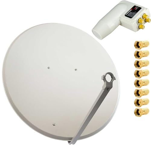 PremiumX Satelliten-Komplettanlage 100cm Satellitenschüssel Hellgrau Antenne Quad LNB F-Stecker, 1 SAT bis 4 Receiver PremiumX Satelliten-Komplettanlage 100cm Satellitenschüssel Hellgrau Antenne Quad LNB F-Stecker, 1 SAT bis 4 Receiver von Premium X