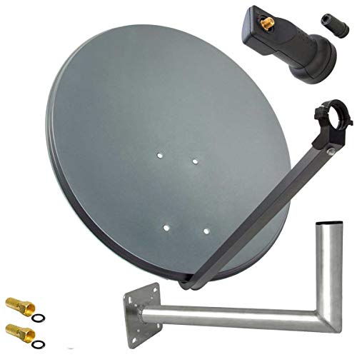 Premium X Satelliten-Komplettanlage 45cm Anthrazit Satelliten-Schüssel Single LNB Wandhalter 45cm ALU, SAT für 1 Teilnehmer von Premium X