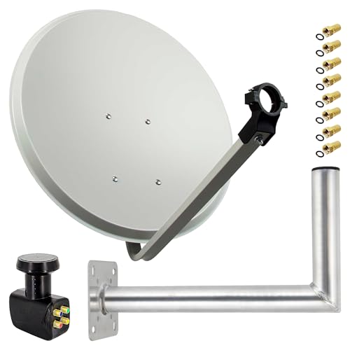 Premium X Satelliten-Komplettanlage 80cm Hellgrau Satellitenantenne Satellitenschüssel SAT Quad LNB Wandhalter 45cm 8X F-Stecker Premium X Satelliten-Komplettanlage 80cm Hellgrau Satellitenantenne Satellitenschüssel SAT Quad LNB Wandhalter 45cm 8X F-Stecker von Premium X