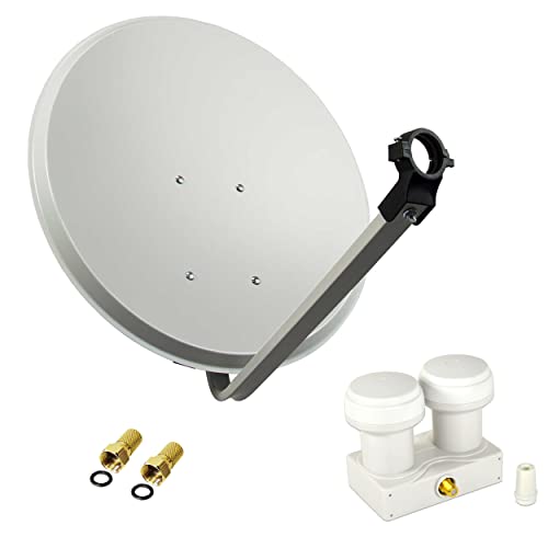 PremiumX Satelliten-Komplettanlage 80cm Satellitenschüssel Aluminium LNB Single Monoblock Astra Hotbird, 2 SAT für 1 Teilnehmer von Premium X