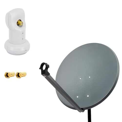 Premium X Satelliten-Komplettanlage 80cm Satellitenschüssel Anthrazit TV Satellitenantenne SAT Single LNB 2X F-Stecker von Premium X