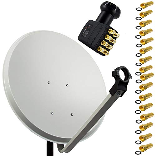 Premium X Satelliten-Komplettanlage 80cm Satellitenschüssel Stahl Hellgrau Satellitenantenne SAT Octo LNB 16x F-Stecker 8 Teilnehmer Premium X Satelliten-Komplettanlage 80cm Satellitenschüssel Stahl Hellgrau Satellitenantenne SAT Octo LNB 16x F-Stecker 8 Teilnehmer von Premium X