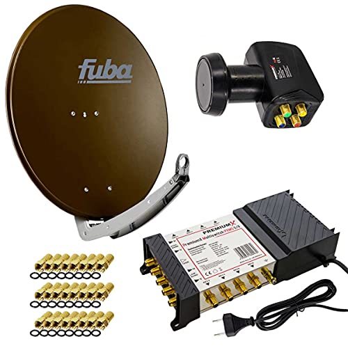 PremiumX Satelliten-Komplettanlage Fuba DAA 780 B Satellitenschüssel Alu Braun 5/8 Multischalter Quattro LNB 24x F-Stecker, 1 SAT 8 Teilnehmer PremiumX Satelliten-Komplettanlage Fuba DAA 780 B Satellitenschüssel Alu Braun 5/8 Multischalter Quattro LNB 24x F-Stecker, 1 SAT 8 Teilnehmer von Premium X