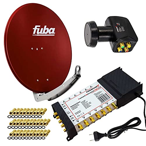 Premium X Satelliten-Komplettanlage Fuba DAA 780 R Satellitenschüssel Alu Rot 5/12 Multischalter LNB F-Stecker, 1 SAT 12 Teilnehmer Premium X Satelliten-Komplettanlage Fuba DAA 780 R Satellitenschüssel Alu Rot 5/12 Multischalter LNB F-Stecker, 1 SAT 12 Teilnehmer von Premium X