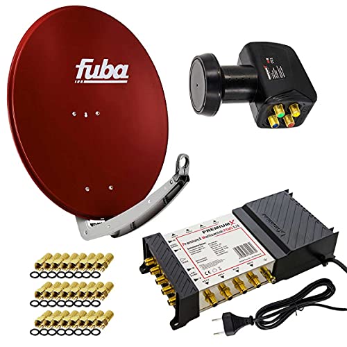 Premium X Satelliten-Komplettanlage Fuba DAA 780 R Satellitenschüssel Alu Ziegelrot 5/8 Multischalter Quattro LNB 24x F-Stecker, 1 SAT 8 Teilnehmer Premium X Satelliten-Komplettanlage Fuba DAA 780 R Satellitenschüssel Alu Ziegelrot 5/8 Multischalter Quattro LNB 24x F-Stecker, 1 SAT 8 Teilnehmer von Premium X