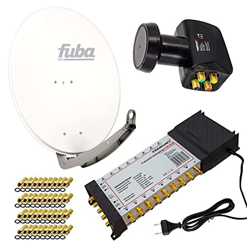 Premium X Satelliten-Komplettanlage Fuba DAA 780 W Satellitenschüssel Alu Weiß 5/16 Multischalter LNB F-Stecker, 1 SAT 16 Teilnehmer von Premium X