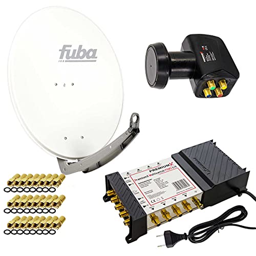 PremiumX Satelliten-Komplettanlage Fuba DAA 780 W Satellitenschüssel Alu Weiß 5/8 Multischalter Quattro LNB 24x F-Stecker, 1 SAT 8 Teilnehmer PremiumX Satelliten-Komplettanlage Fuba DAA 780 W Satellitenschüssel Alu Weiß 5/8 Multischalter Quattro LNB 24x F-Stecker, 1 SAT 8 Teilnehmer von Premium X