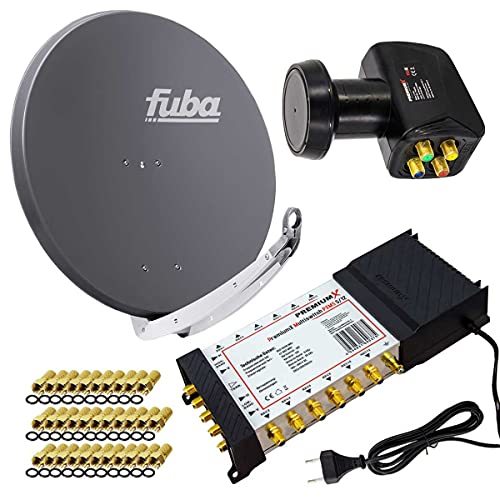 PremiumX Satelliten-Komplettanlage Fuba DAA 850 A Satellitenschüssel Alu Anthrazit 5/12 Multiswitch LNB F-Stecker, 1 SAT 12 Teilnehmer PremiumX Satelliten-Komplettanlage Fuba DAA 850 A Satellitenschüssel Alu Anthrazit 5/12 Multiswitch LNB F-Stecker, 1 SAT 12 Teilnehmer von Premium X