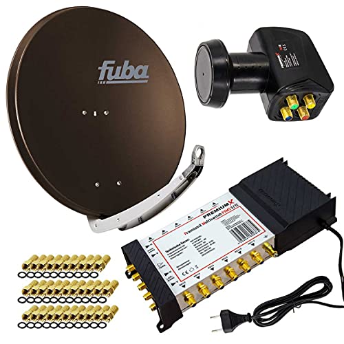 PremiumX Satelliten-Komplettanlage Fuba DAA 850 B Satellitenschüssel Alu Braun 5/12 Multischalter LNB F-Stecker, 1 SAT 12 Teilnehmer PremiumX Satelliten-Komplettanlage Fuba DAA 850 B Satellitenschüssel Alu Braun 5/12 Multischalter LNB F-Stecker, 1 SAT 12 Teilnehmer von Premium X