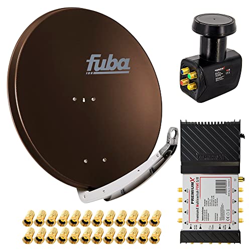 PremiumX Satelliten-Komplettanlage Fuba DAA 850 B Satellitenschüssel Alu Braun 5/8 Multischalter Quattro LNB 24x F-Stecker, 1 SAT 8 Teilnehmer PremiumX Satelliten-Komplettanlage Fuba DAA 850 B Satellitenschüssel Alu Braun 5/8 Multischalter Quattro LNB 24x F-Stecker, 1 SAT 8 Teilnehmer von Premium X