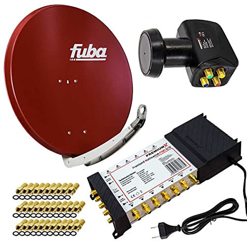 PremiumX Satelliten-Komplettanlage Fuba DAA 850 R Satellitenschüssel Alu Rot 5/12 Multischalter LNB F-Stecker, 1 SAT 12 Teilnehmer PremiumX Satelliten-Komplettanlage Fuba DAA 850 R Satellitenschüssel Alu Rot 5/12 Multischalter LNB F-Stecker, 1 SAT 12 Teilnehmer von Premium X