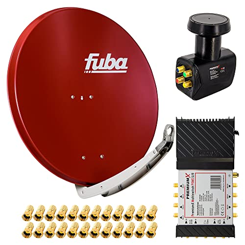 PremiumX Satelliten-Komplettanlage Fuba DAA 850 R Satellitenschüssel Alu Ziegelrot 5/8 Multischalter Quattro LNB 24x F-Stecker, 1 SAT 8 Teilnehmer PremiumX Satelliten-Komplettanlage Fuba DAA 850 R Satellitenschüssel Alu Ziegelrot 5/8 Multischalter Quattro LNB 24x F-Stecker, 1 SAT 8 Teilnehmer von Premium X