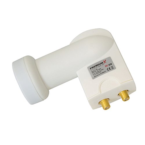 Premium X Twin LNB Digital SAT für 2 Teilnehmer Weiß 2-Fach Satelliten Empfangskopf 0,1dB DVB-S2 HDTV 4K 8K Wetterschutz von Premium X