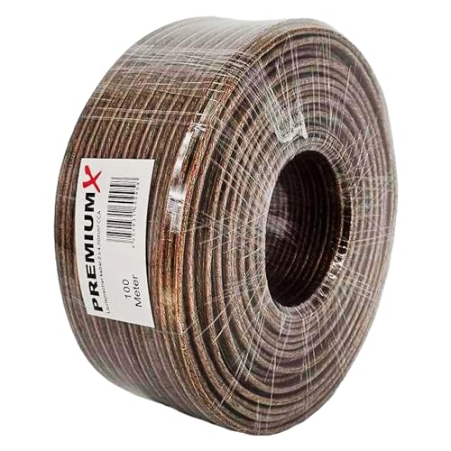 PremiumX 100m Lautsprecherkabel 2x4 mm² Audiokabel 2x4mm Lautsprecher Boxenkabel Transparent CCA Kupfer Kabel von Premium X