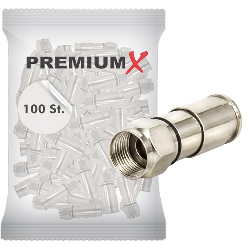 PremiumX 100x Kompressionsstecker XCon 323 7,5 mm für SAT Kabel Antennen Koaxialkabel Gummidichtring Wasserdicht von Premium X