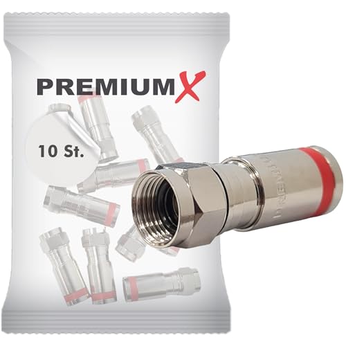 PremiumX 10x F-Kompressionsstecker XCon S3 Kompressionsstecker 7,5mm für SAT Kabel Antennenkabel Koaxialkabel F-Stecker von Premium X