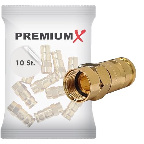 Premium X 10x Kompressionsstecker XCon G6 F-Kompressionsstecker 7 bis 7,5mm für SAT Kabel Koaxialkabel von Premium X