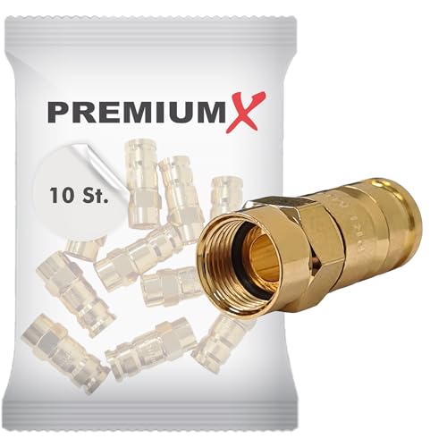 PremiumX 10x Kompressionsstecker XCon G6 F-Kompressionsstecker 7 bis 7,5mm für SAT Kabel Koaxialkabel 120db 130db 135db von Premium X